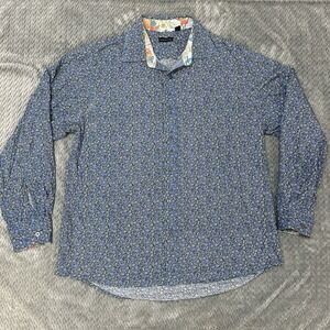 Structure Shirt Mens XL Button Up Dress Floral All Over Print Flip‎ Cuff Easter